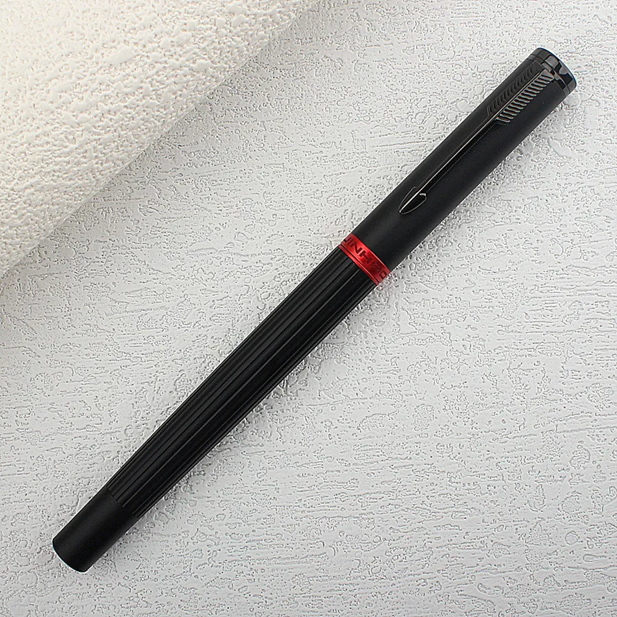 jinhao caneta tinteiro de metal canetas de tinta de escrita preto vermelho f ef nib estudante negocios escritorio material escolar estacionaria pk 75 82 01