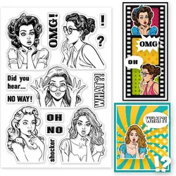 Gossip Women Clear Silicone Stamps for DIY Card Making Shocked Lady Silicone Transparent Stamp Seal Shocker Making Kit