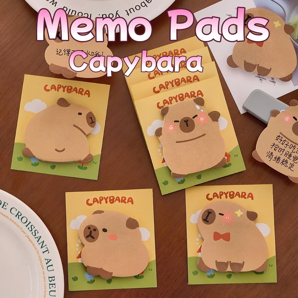 

120/240 Sheets Capybara Sticky Notes for Students, N Times Removable Cute Cartoon Memo Pads, Fun Learning Stationery.