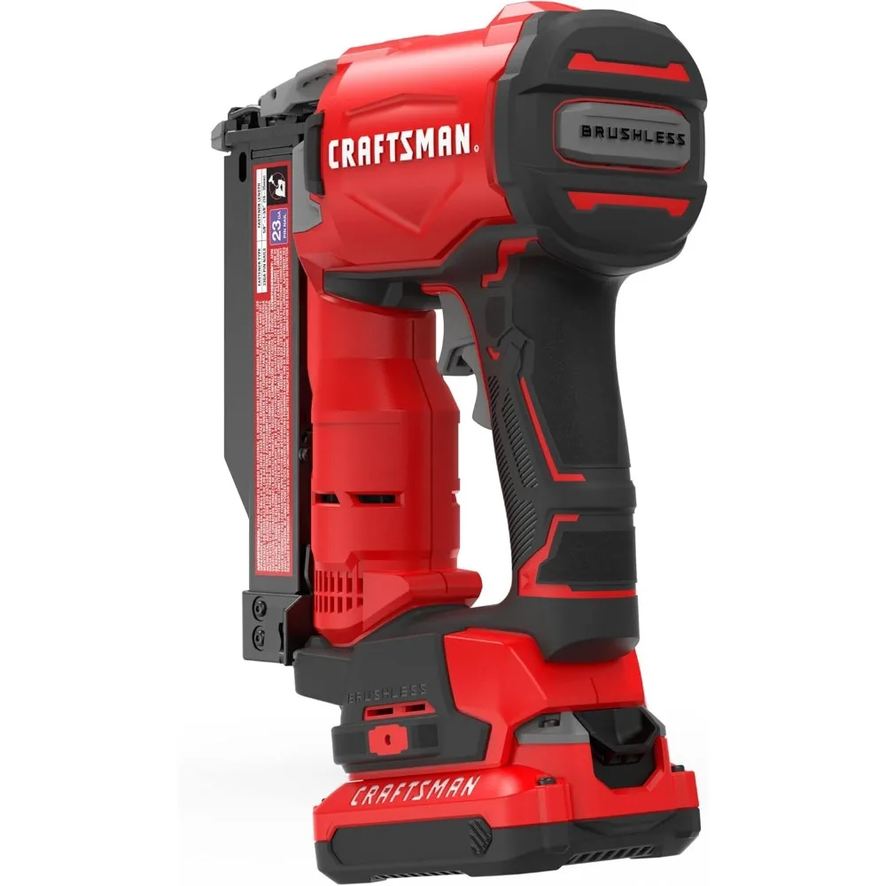 طقم بائع المسامير اللاسلكي Craftsman V20 ذو 23 مقياسًا مع بطارية وشاحن