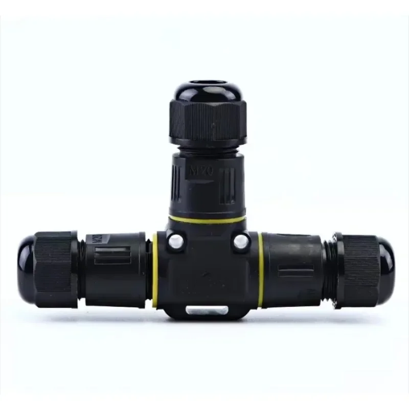 M20 T Type 3 Way Waterproof Cable Connector 2/3Pin Lever Wiring Terminal for Electrical Junction Box Outdoor Wire IP68