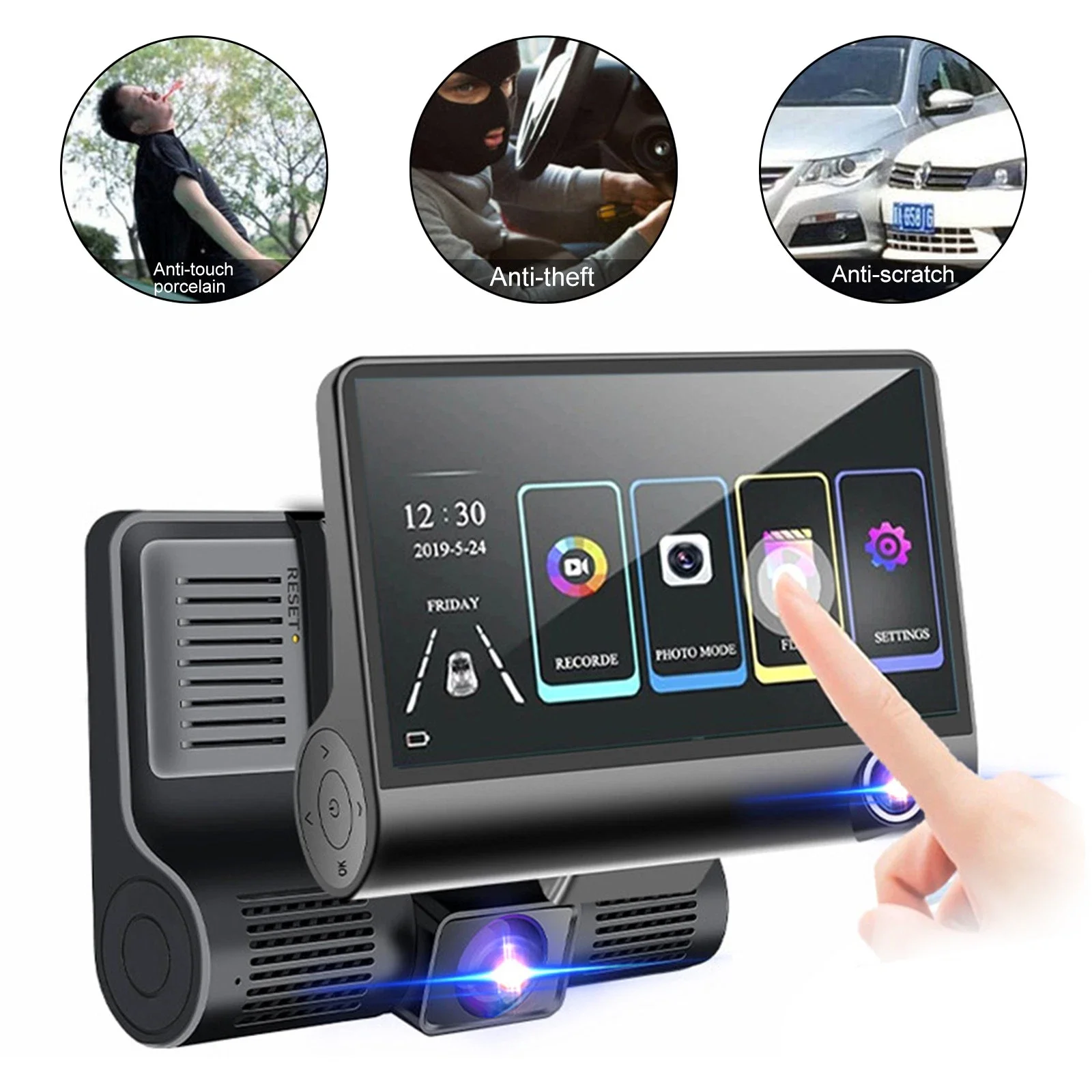 Triple Lens Car Dash Cam 4.0