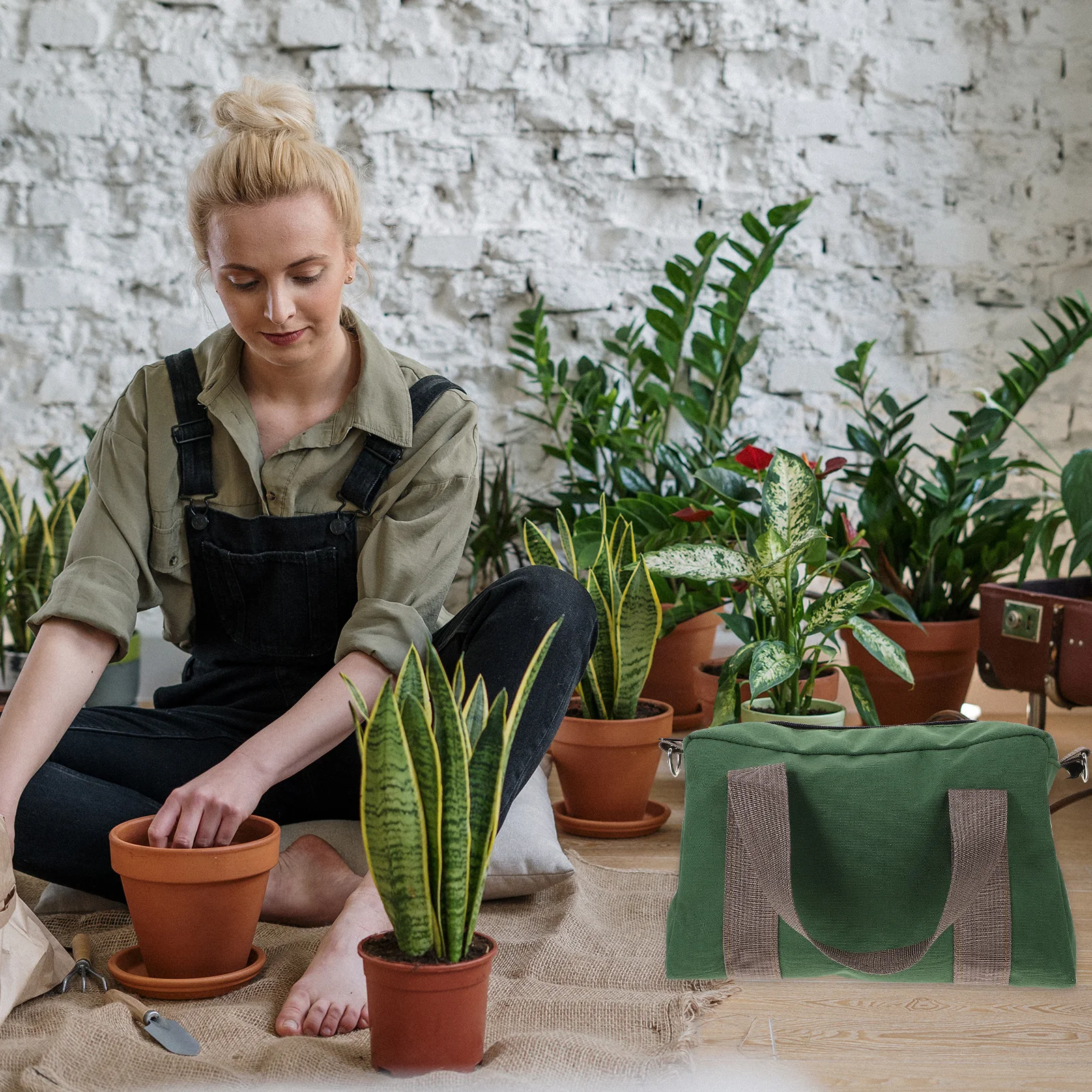 Bolsa de ferramentas de grande capacidade, bolsa de lona com zíper, organizador de ferramentas de jardim, bolsa de armazenamento portátil, organizador de ferramentas com zíper