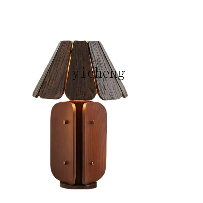 

XL Retro Zen Chinese Bedroom Bedside Study Creative Atmosphere Solid Wood Table Lamp