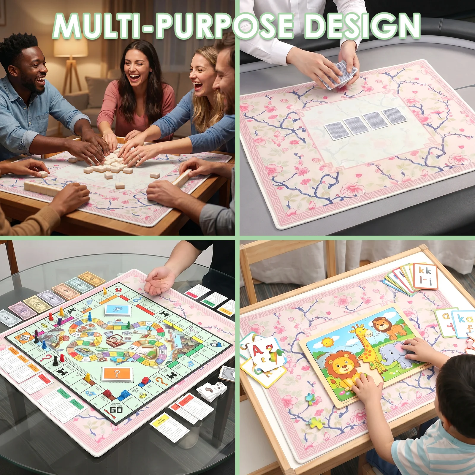 Mahjong Mat Slip And Noise Reduction Mahjongg Table Mat Game Rubber Table Mat Party Multiplayer Game Entertainment Accessories