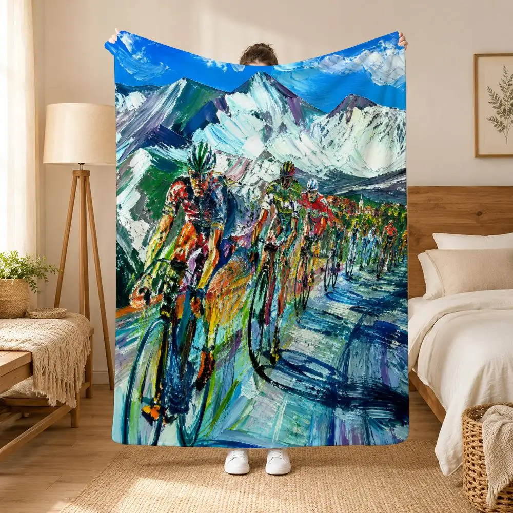 

Graffiti Cycling Men Throw Cozy Summer Nap Flannel Blanket Soft Throw for Office, Couch, Travel & Bed