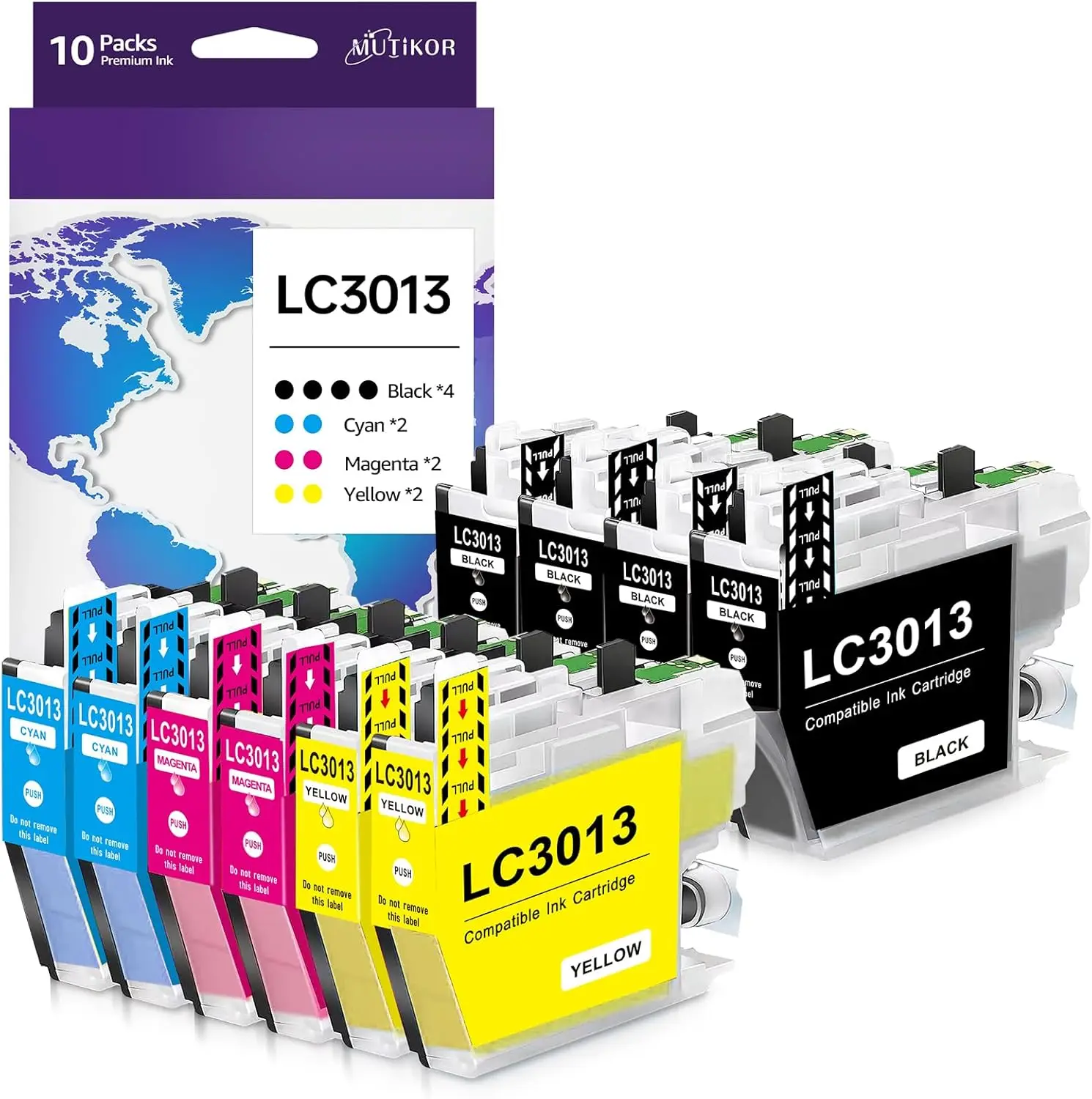 Cartuchos de tinta LC3013 LC3013XL para impressora MFC-J491DW MFC-J497DW MFC-J690DW MFC-J895DW (4 preto, 2 ciano, 2 magenta, 2 amarelo)