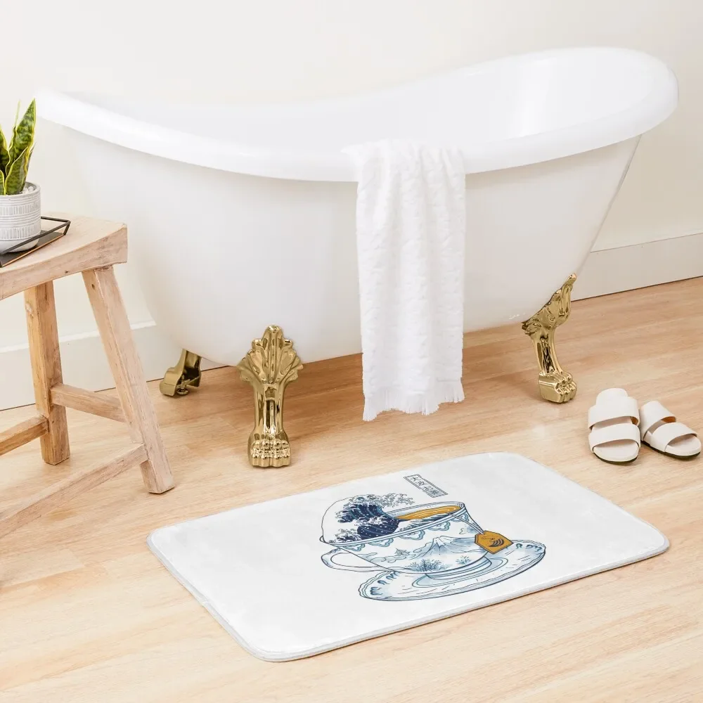 

The Great Kanagawa Tea Bath Mat Bathroom Floor Bathroom Use Set For Bathroom Carpet Anti Slip Mat