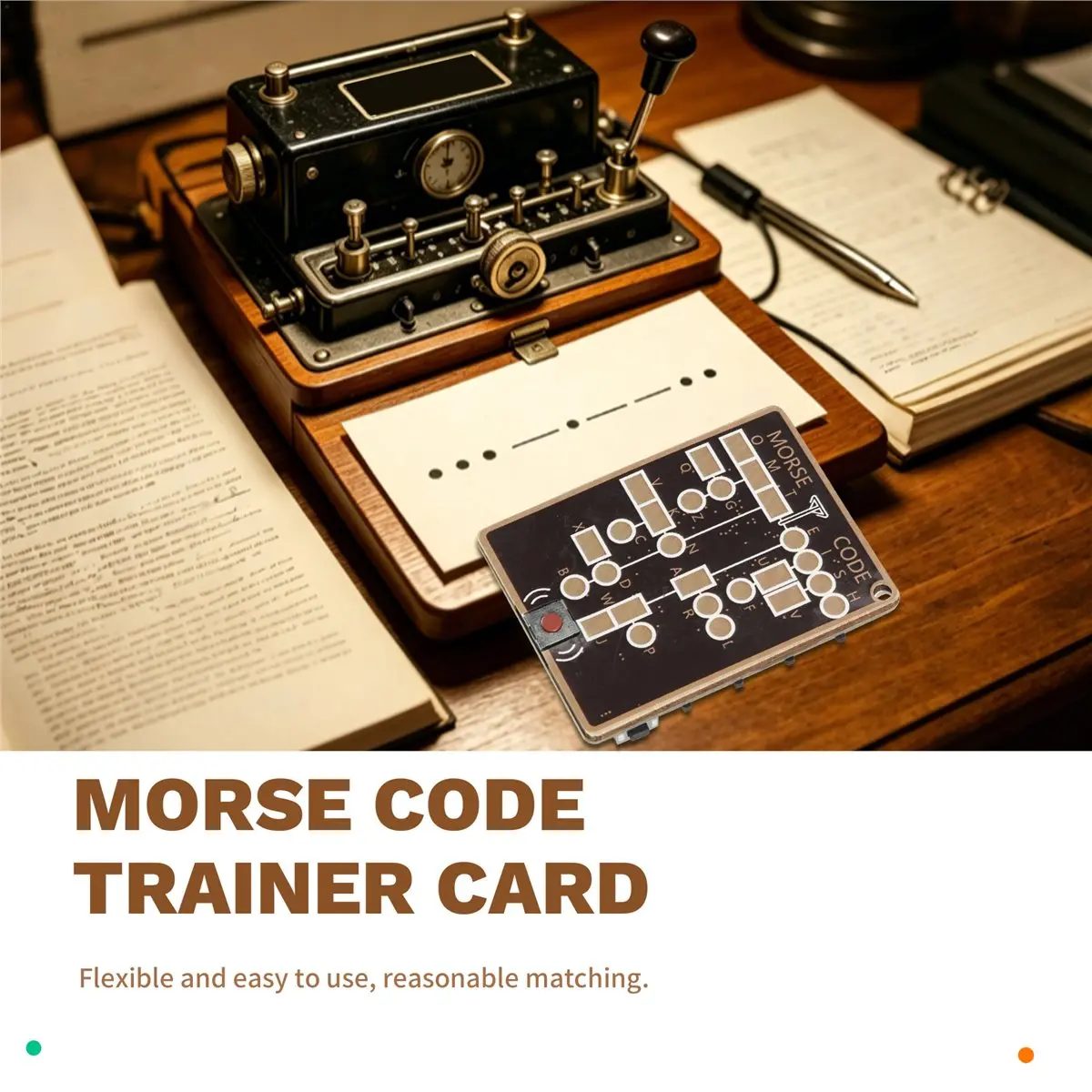 A74U Morse Code Karte Pro,Professional PCB Style with Interactive LEDs & Signal Buttons for Adult Morse Code Learning