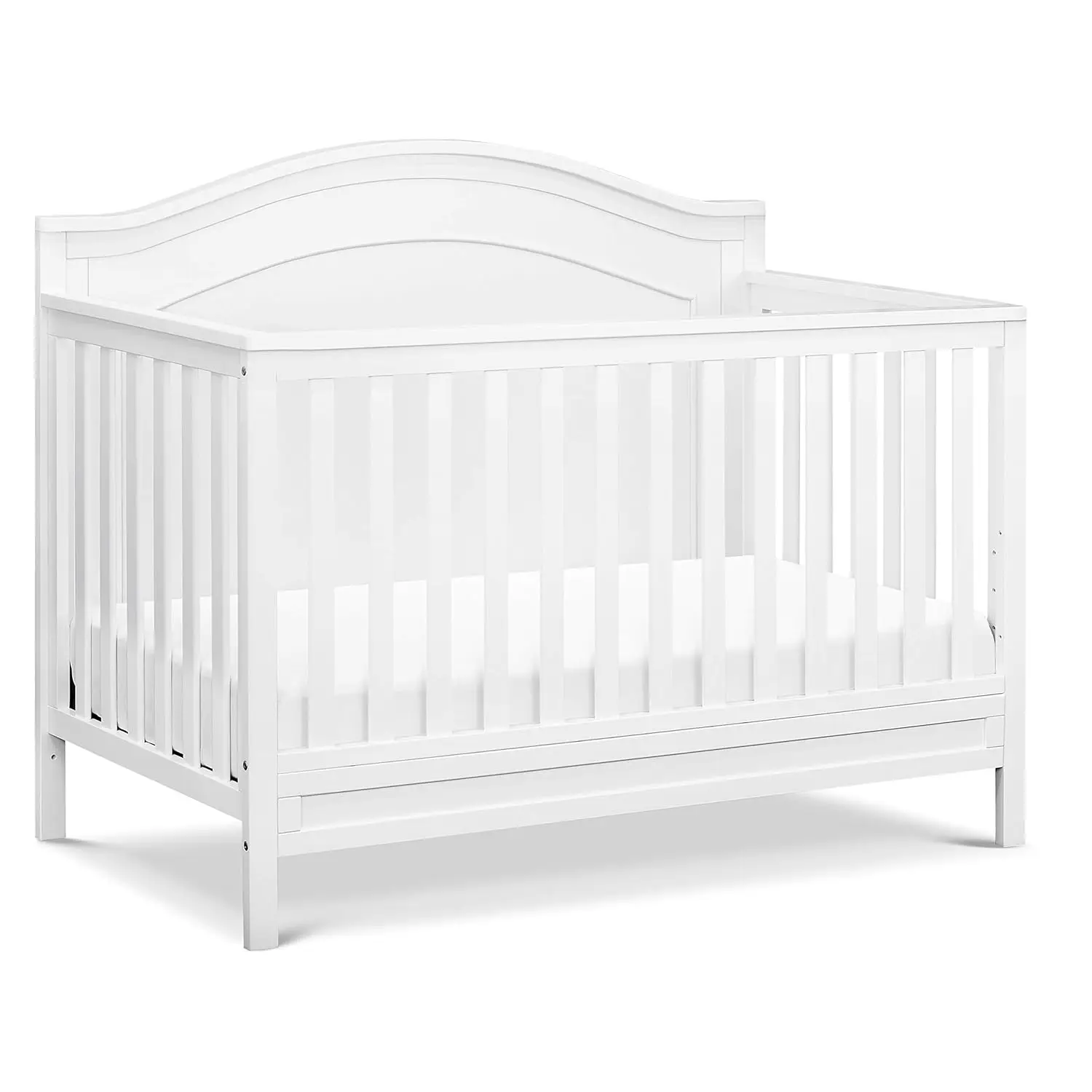 

4-in-1 Convertible Crib in White,GROWS WITH BABY: 4 adjustable mattress positions that can be lowered as your baby begins to sit