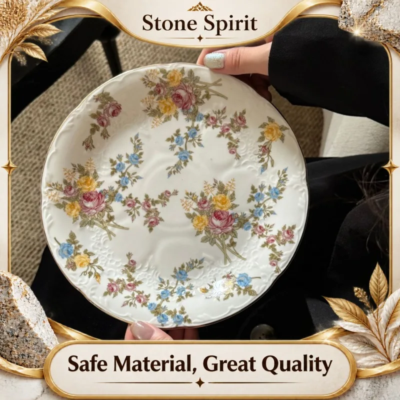 Antique Court Style Ceramic Plate, Classic European Design for Pasta Steak Serving, Luxury Restaurant Quality Tableware For Home