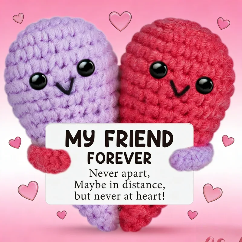 Creative Handmade Crochet Heart Hug Dolls with Card Emotional Support Desktop Ornament Home Room Decoration Valentine's Gifts