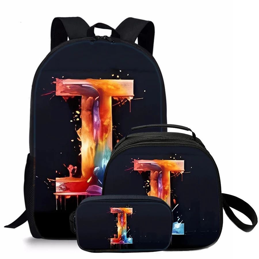Juego de 3 uds de bolsas de almuerzo redondas con letras, bolsas de lápices, mochilas escolares para niños/niñas, los mejores regalos, mochila de dibujos animados 3D para niños