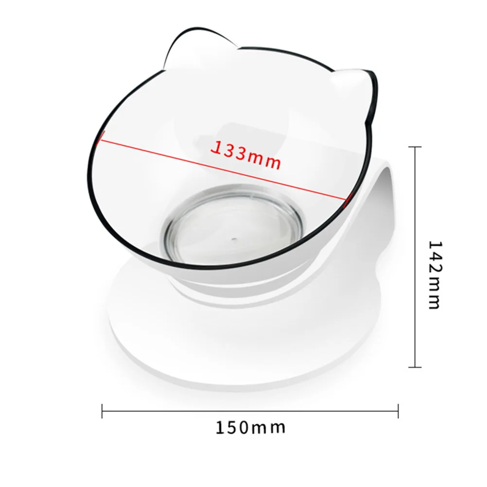 1PC Cat Bowls Cat Water Bowl Pet Feeding Bowl PC+ABS Durable Fall Resistant 15 Degree Tilt Single Cat Food Bowl