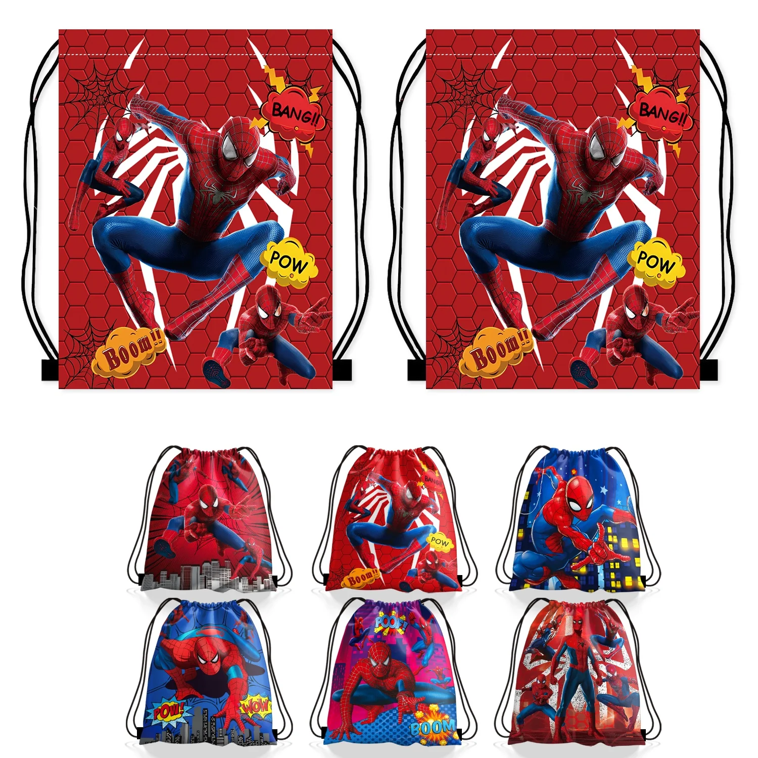 

6/24Pcs Marvel Avengers SpiderMan Hero Nonwoven Drawstring SpiderMan Party Gift Bags for Kids Birthday Party Baby Shower Supply