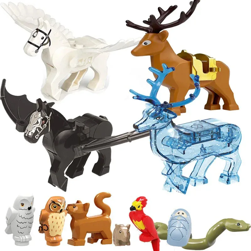 Animales Mágicos: Figuras de Bloques de Construcción de Newt, Thestral, Patronus, Ciervo, Alce, Dementor y Cuello de Cabra, Juguete para Niños