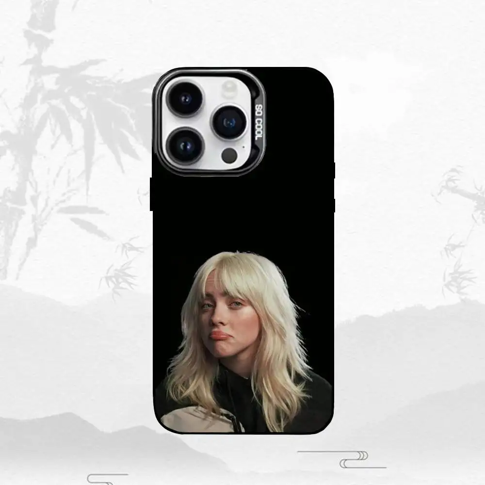 S-Snger B-Billie Eilish Phone Case For iPhone17,16,15,14,13,12,11 Plus,Pro Max Black Border Silver  Plated Cover