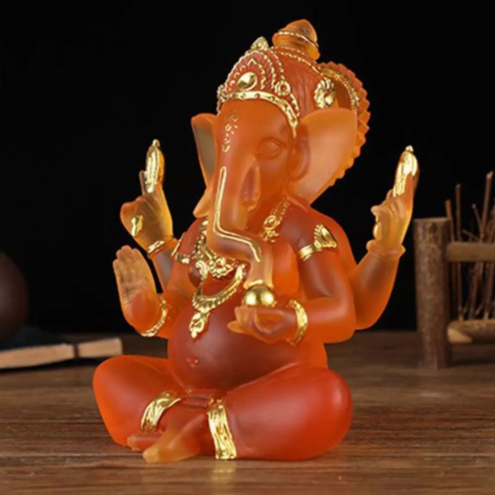 Portable Resin Crafts Elephant Trunk Sculpture Art Sculpture Carving Ganesha Statue Durable Sitting Buddha Figurine Office