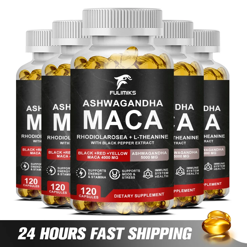 

Maca Root Capsules Supplement with Ashwagandha, Black Pepper Supports Mood, Energy, Endurance and Performance