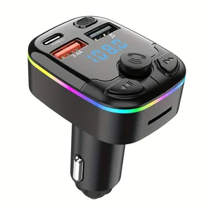 FM-Sender für Bluetooth 5.0 Car, Dual USB, Ambient Player, MP3-Ladegerät, Typ-C, drahtloses Licht, Handwürmer, QC3.0, 18W, 1PC 7 Haupt -Elektroverkaufsauto - №4