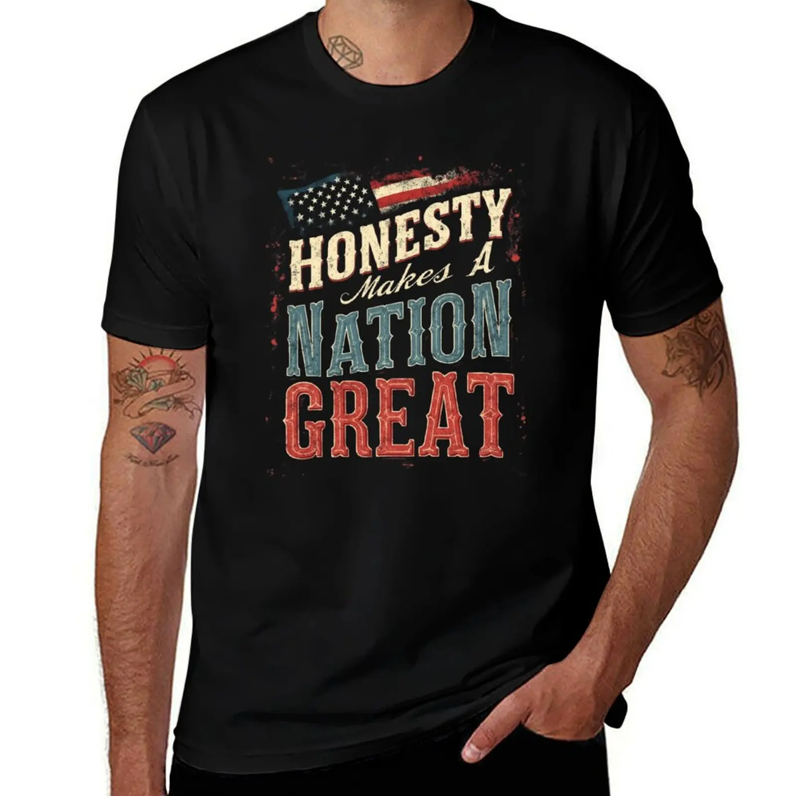 

Футболка Honesty Makes A Nation Great, топы больших размеров, новые подарки и футболки, рубашки с рисунком, одежда для мужчин
