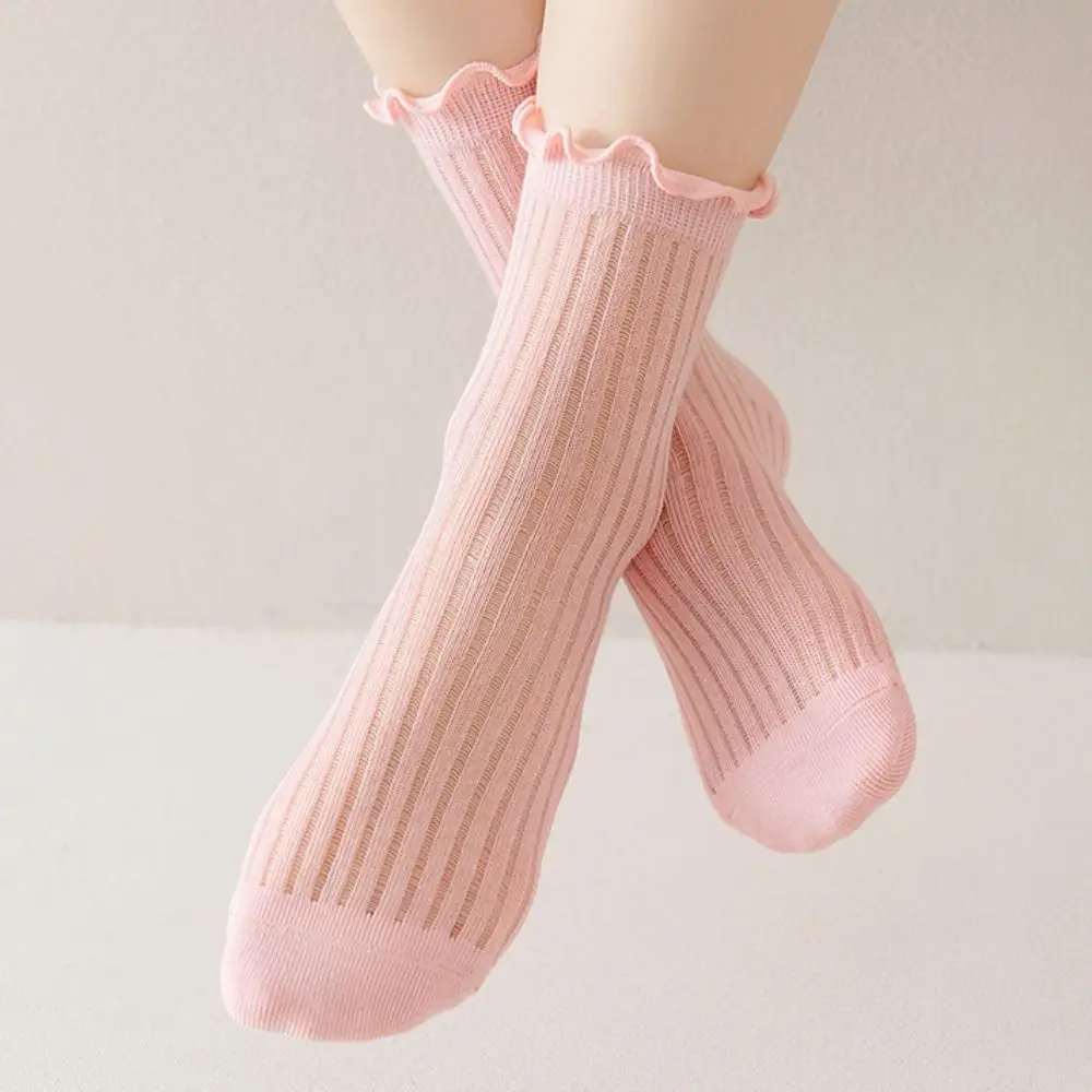 Breathable Mesh Breathable Mesh Stockings Striped Anti-slip Children Princess Socks Cotton Elasticity Children's Socks