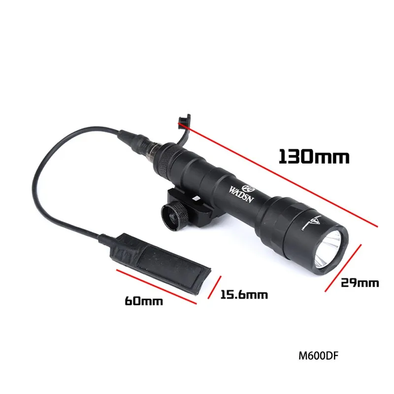 Imagem -02 - Wadsn-airsoft Lanterna Rifle para a Caça Luz Led para a Caça Tocha de Metal Trilho Picatinny 20 Milímetros M300 M600 M600df