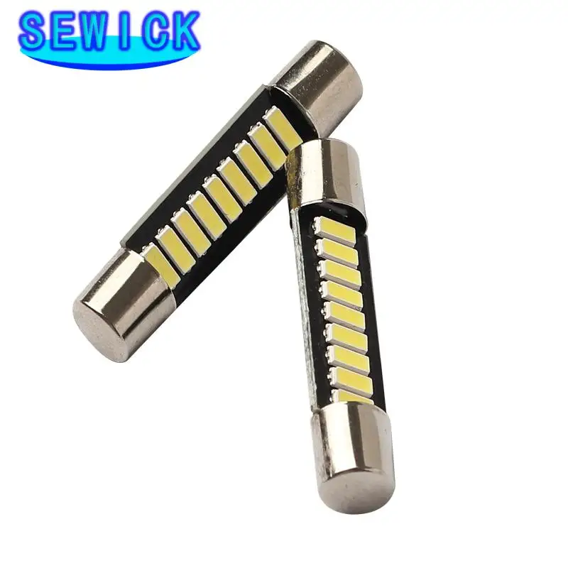 

100pcs White 29mm 31mm 4014 9SMD Fuse Vanity Mirror Light Bulb Festoon 6614 Fuse LED Light 6641 Car Interior Sun Visor Vanity