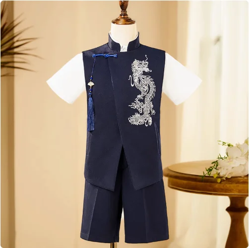 

Chinese Style Boys' Suit Vest Set Performance Costume
