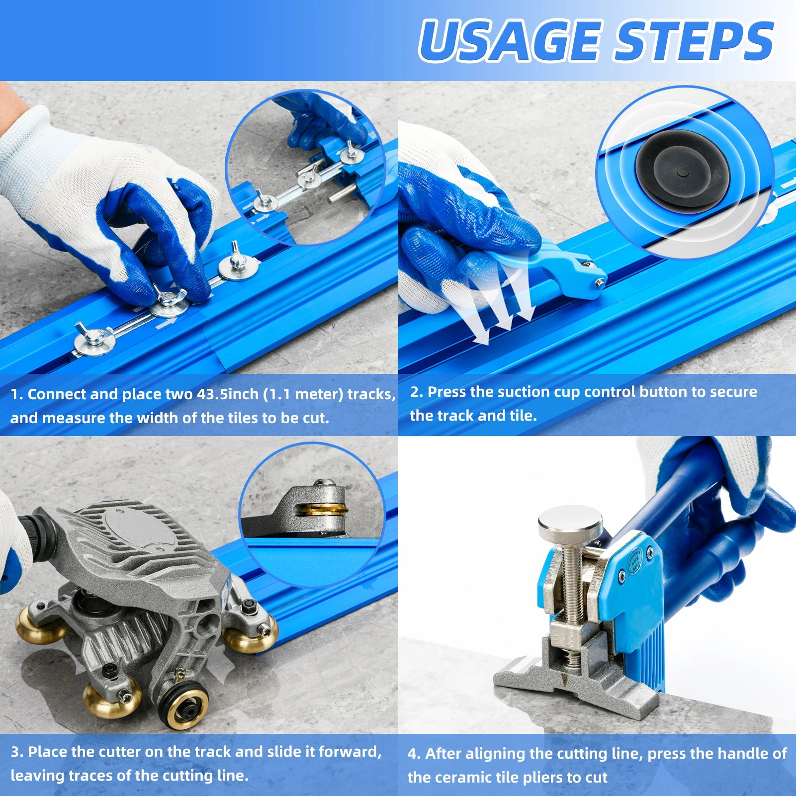 Ceramic Tile Cutter Machine Manual Cutting Tool for Large Ceramic Porcelain Up to 3800mm