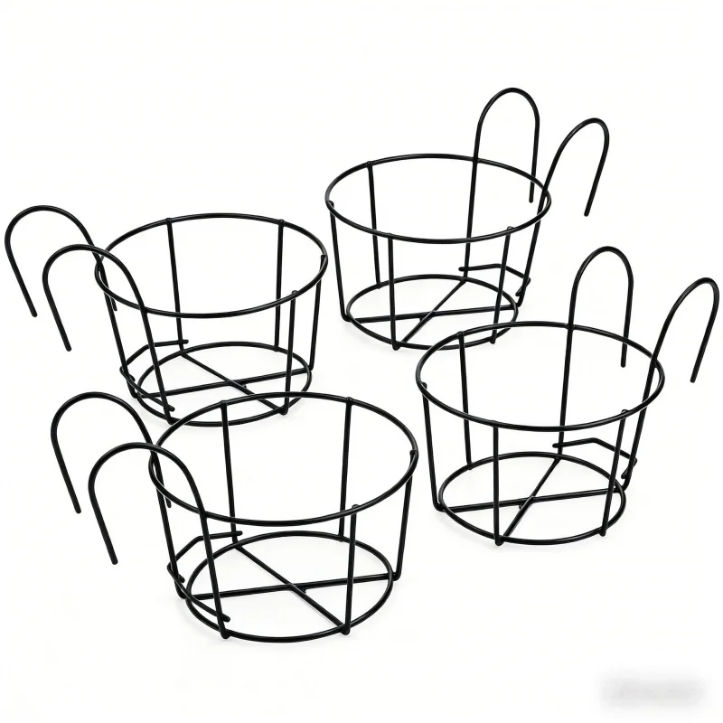 Decorative round Metal Hanging Flower Pot for Indoor And Outdoor Green Plants Special Balcony Guardrail Hanging Planter