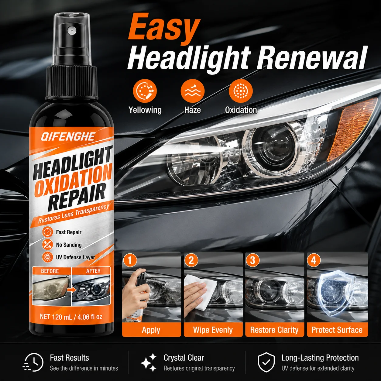 Headlight Restoration - Improve Night Visibility, Remove Fog & Yellowing, No Sanding, Safe