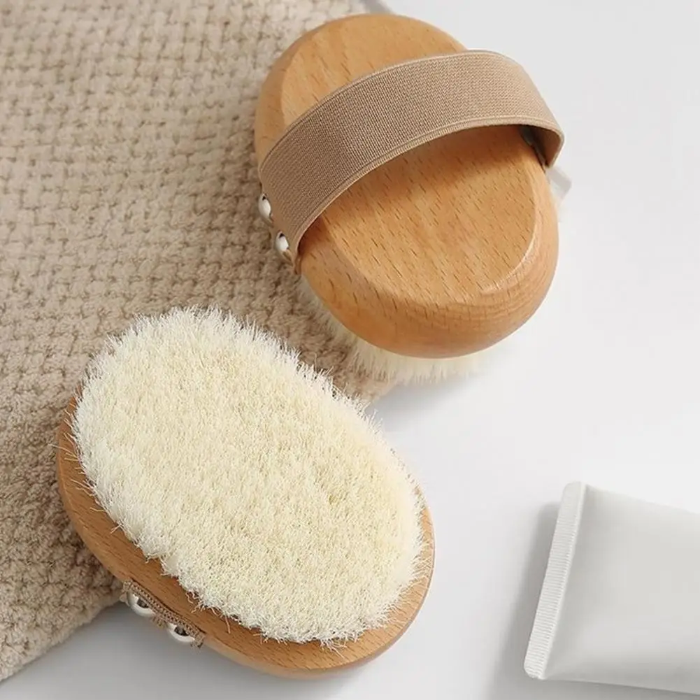 Bath Brush with Beech Wood Handle Soft Nylon Bristles Gentle Exfoliation Hanging Design Shower Brush Bath Accessories 목욕솔