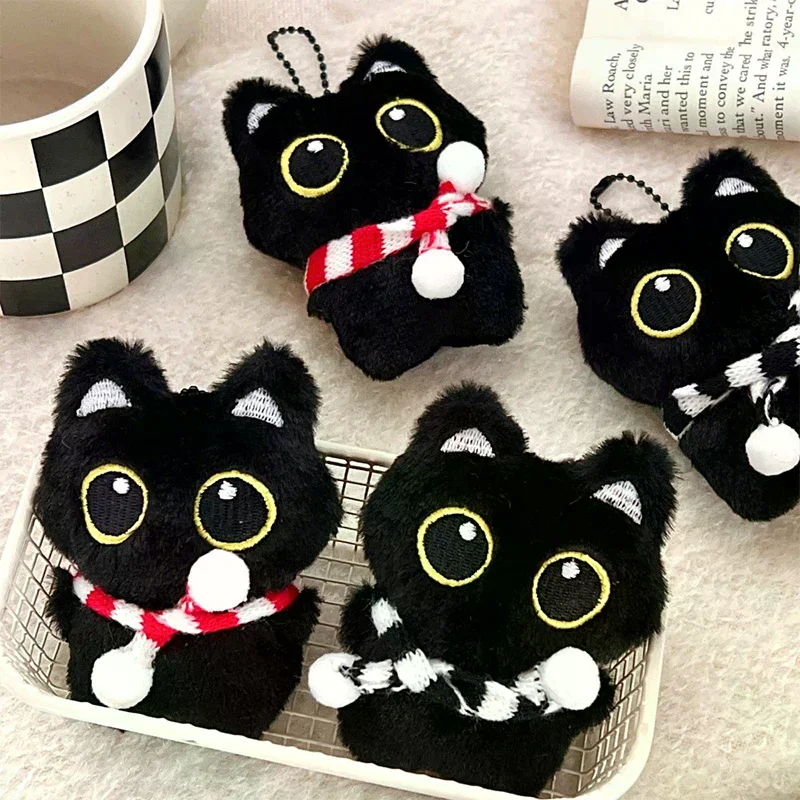 Kawali Kitten Doll Bag Pendant Keychain Plush Soft Stuffed Cat Doll Car Key Ring Desktop Decorations Backpack Charm Pendant Gift