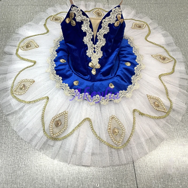 

Akeylia blue white professional ballet tutu Pharaoh's daughter classical women performance pancake tutu competition BLST20142