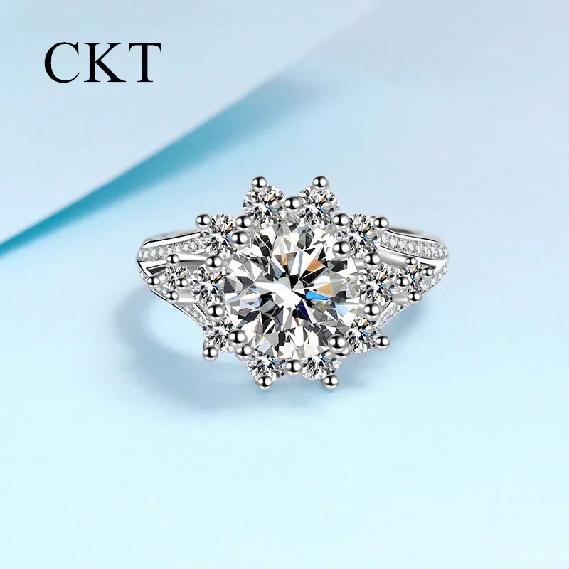 

18K White Gold Rings for Women 3 Carat Sparkling Moissanite Diamond Ring Luxury Platinum Pt950 Wedding Band Fine Jewelry Gift