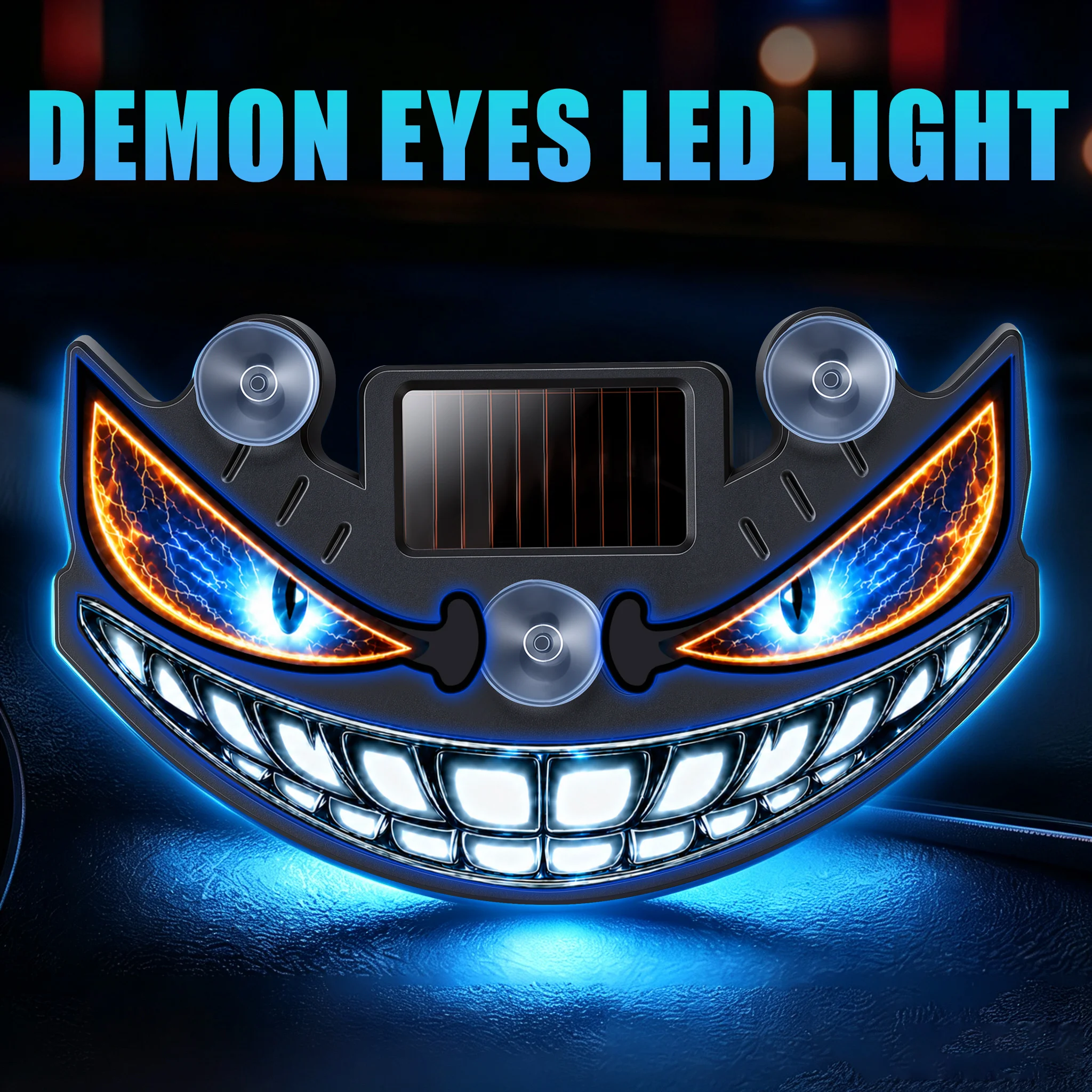 Devil Eyes Windshield Warning Flashing Signal Solar LED Light Car Decoration Rear Windshield Atmosphere Lights Car Accessories