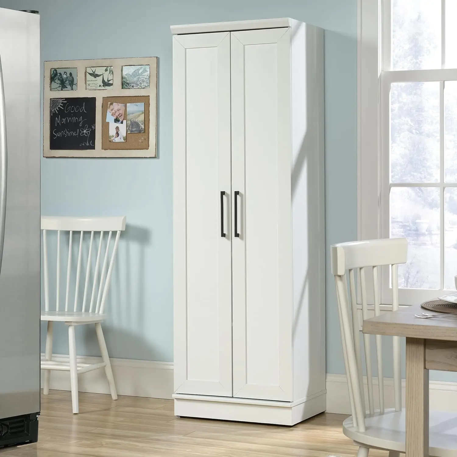 Storage Cabinet/ Pantry cabinets, Soft White finish，This functional cabinet can meet your storage needs in a variety of rooms