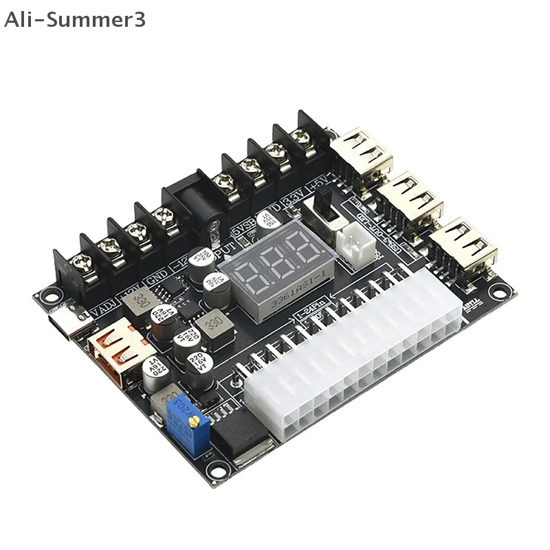 

20-контактная плата адаптера питания ATX — регулируемое напряжение с красным цифровым дисплеем — поддерживает PD2.0/PD3.0