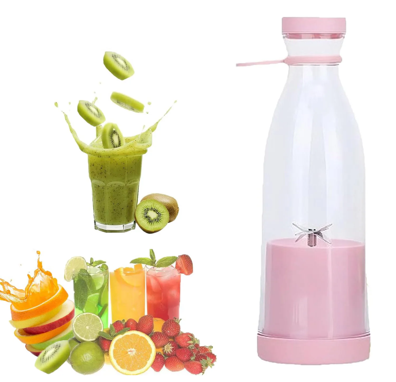 

Wholesale Portable Small Juicer Multifunctional USB Charging Juicing Cup Electric Juice Blender 3.7V 6-blade 7.3x23cm 420ml 1pc
