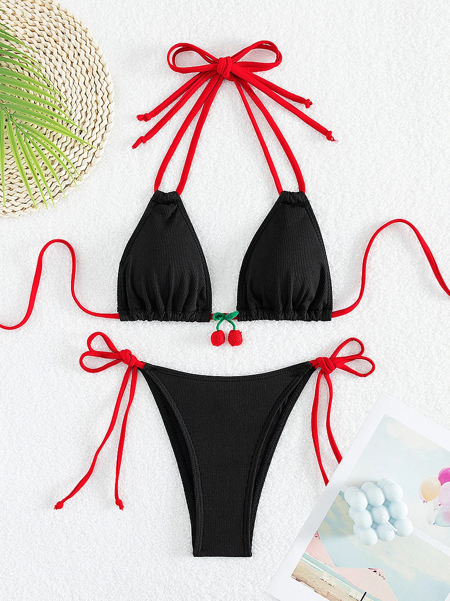 Sexy Micro Bikini 2025 Women Swimsuit Female Swimwear Thong Bikinis Sets Brazilian Halter Beach Wear Woman Lace Up Bathing Suits