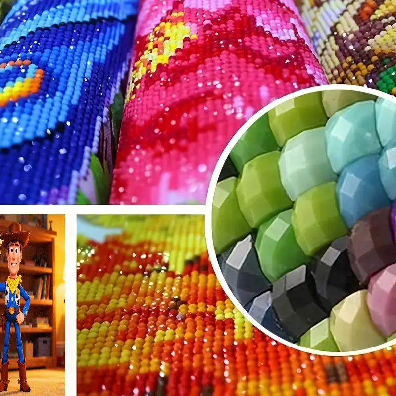 1PC Woody Toy Story Kit di pittura diamante 5D, trapano completo personaggio dello sceriffo dei cartoni animati Set di arte diamante per bambini e adulti, rotondo fai da te D