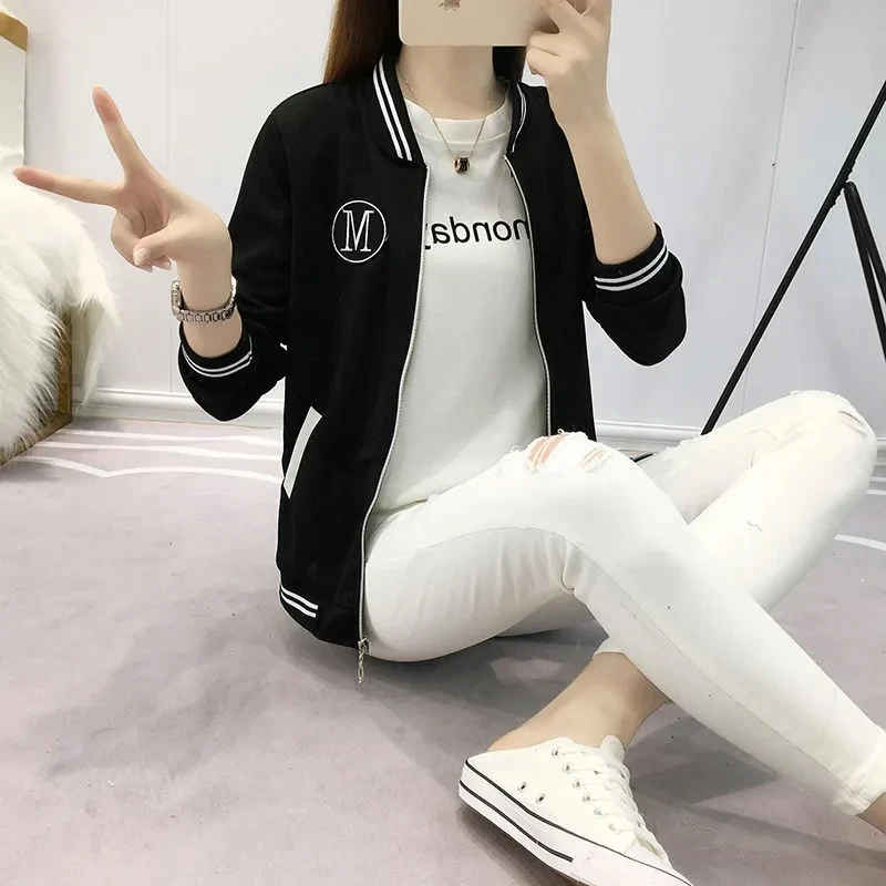 Oversized 5xl Baseball Jackets Spring Fall Women\'s New Coats Fashion Short Bomber Chaquetas Casual Zipper Slim Outerwear