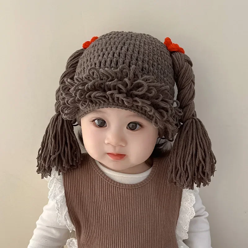 Baby Hat Autumn and Winter Warm Hat Little Girls\' Wool Hat Baby Handmade Knitted Hat