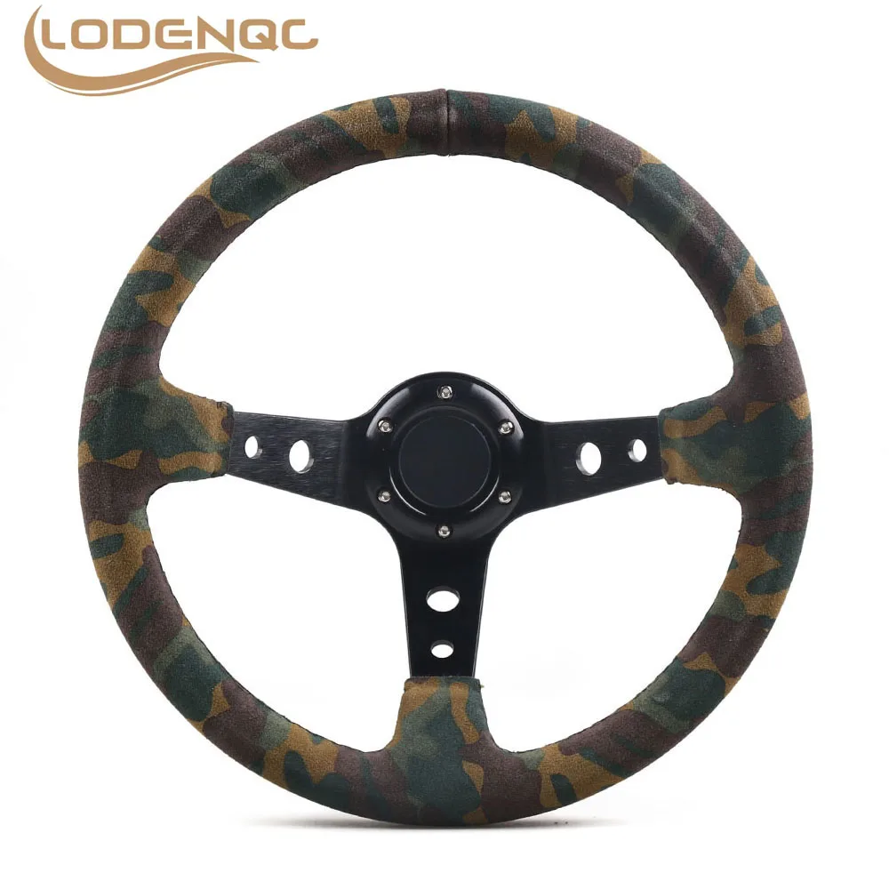 

Lodenqc Racing Steering Wheel Camouflage Suede Camo Steering Wheel Depth 92mm Diameter 350mm BX101942