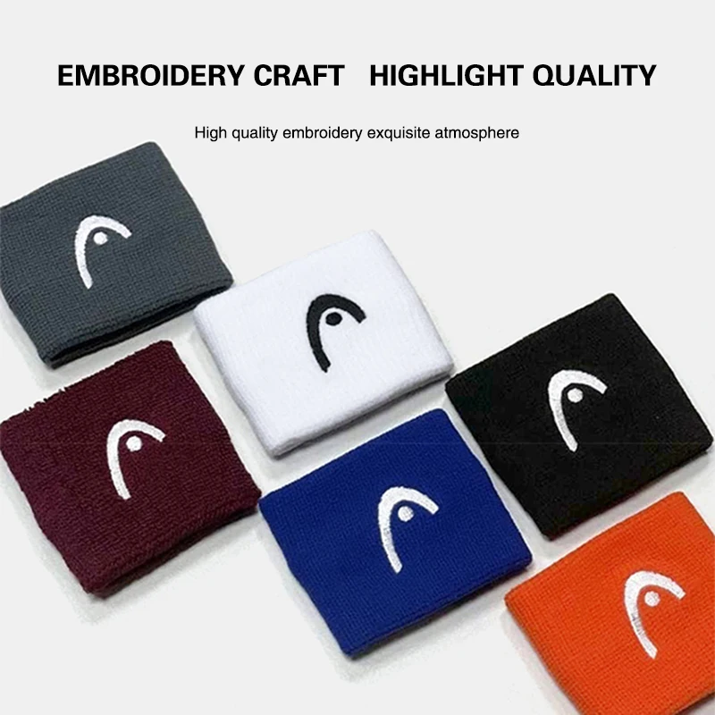 HEAD Tennis Badminton Wristband Embroidery Sport Wristband Cotton Comfortable Absorb Sweat Wiping Non Slip Wristband