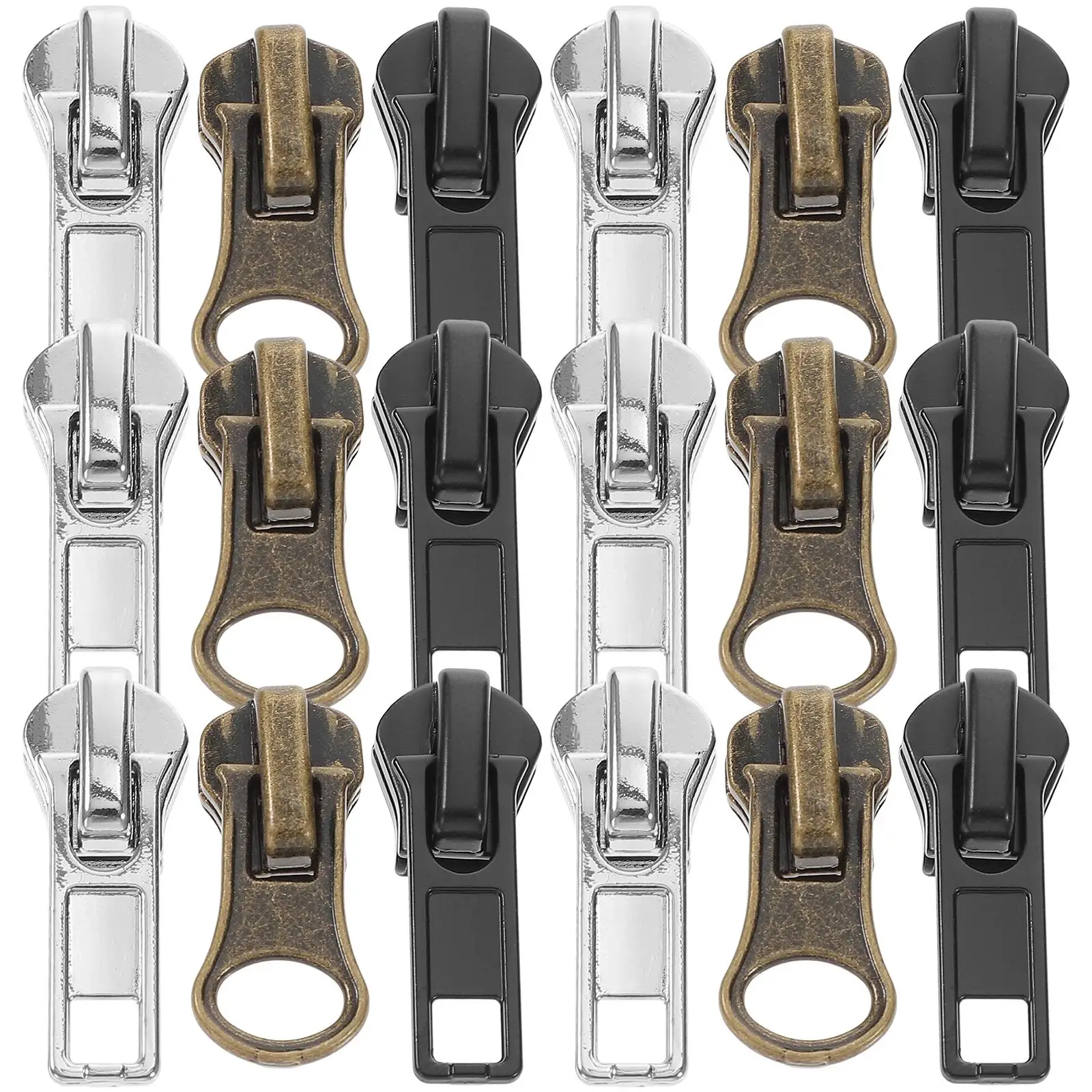 

57 Pcs Zipper Heads Set Metal Replacement for Jackets Luggage DIY Crafts Repair Kit Multi Purpose Slider Pulls