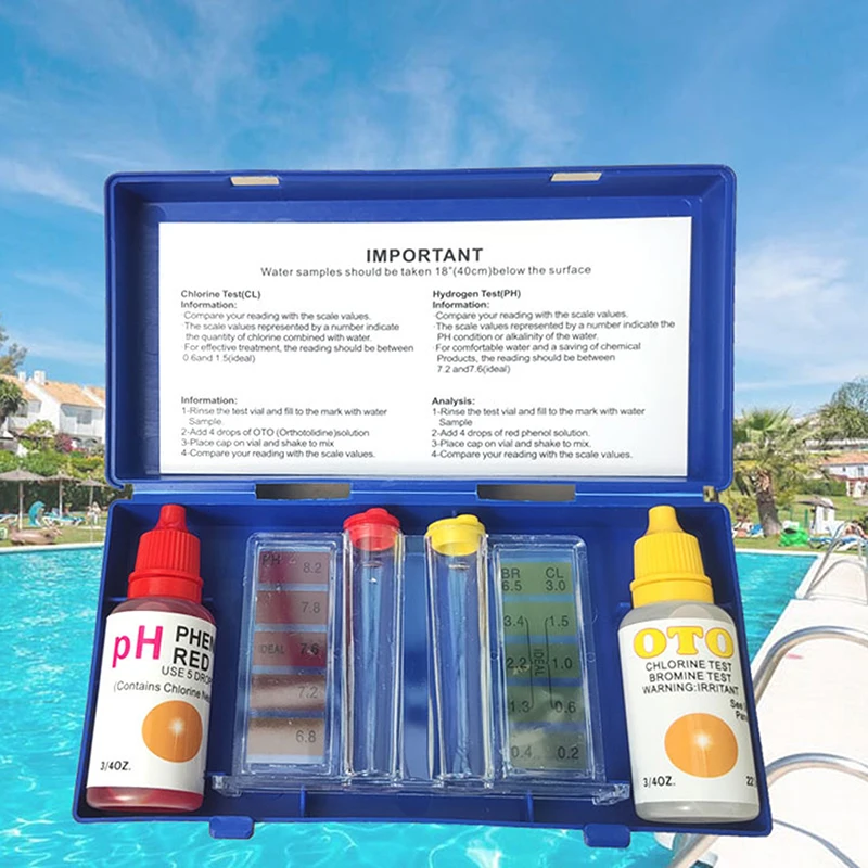 DIY Hand Tools PH Chlorine Water Quality Test Kit Swimming Pool Tester Dual Purpose Water Testing Box