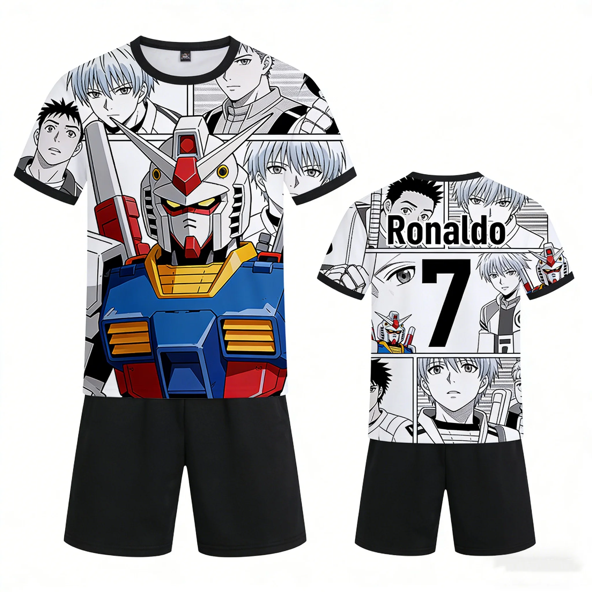 

Gundam Anime Sweatshirts, Ronaldo Outdoor Football Sweatshirts, Quick-drying Men's T-shirts and Shorts Children's Sets