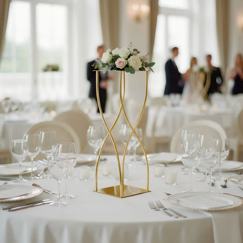 حامل زهور زفاف ذهبي أنيق مقاس 35 بوصة، حامل قطعة مركزية عتيقة لحفلات الزفاف، هدية الانتقال لمنزل جديد، ديكور منزلي #2